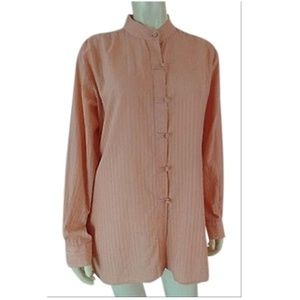 J. Jill Blouse S Peach Sheer Cotton Stripe Tunic